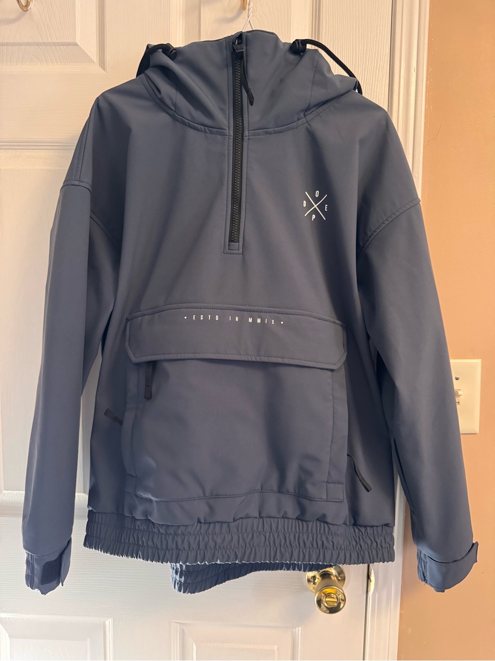 DOPE Navy Blue Ski Anorak Jacket with Hood